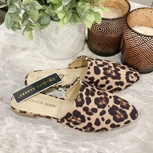 NWT Charles Albert leopard mules size 7